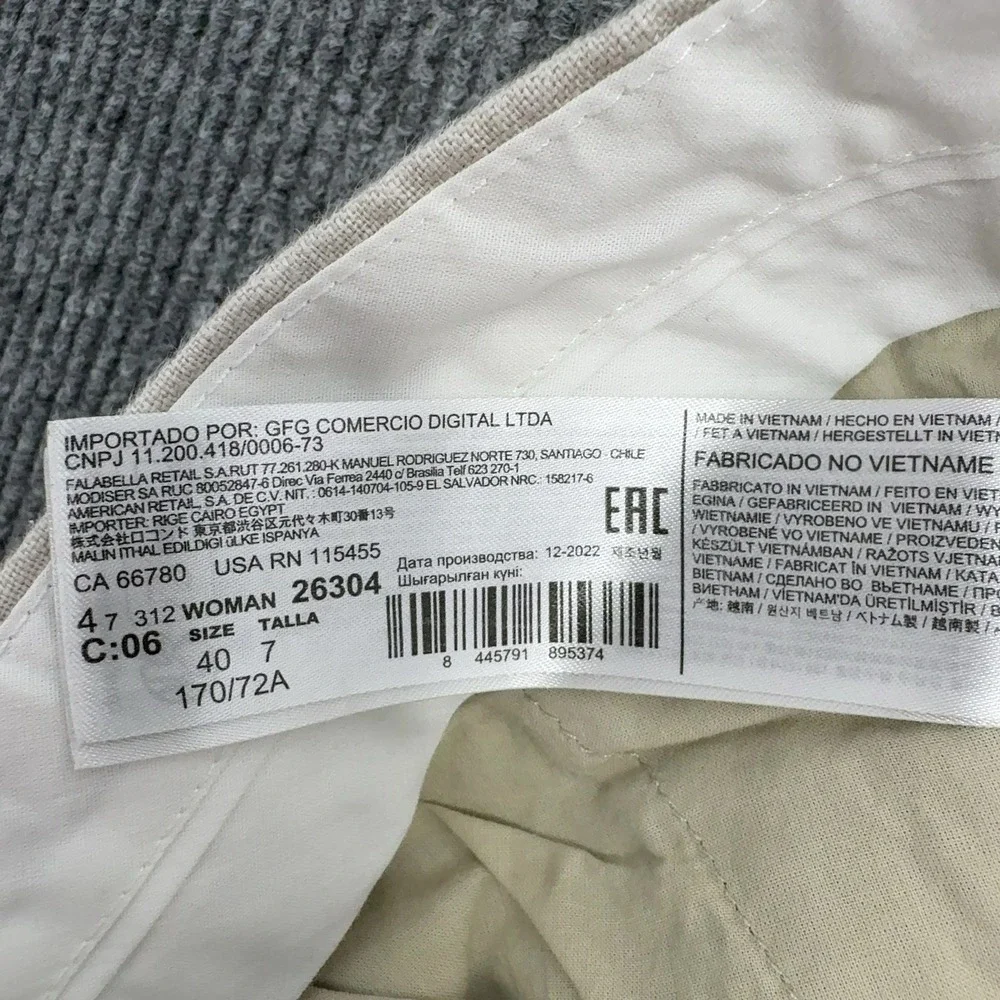 Mango Pants Womens 7 Beige Linen Pleated Wide Leg Minimalist Casual Summer